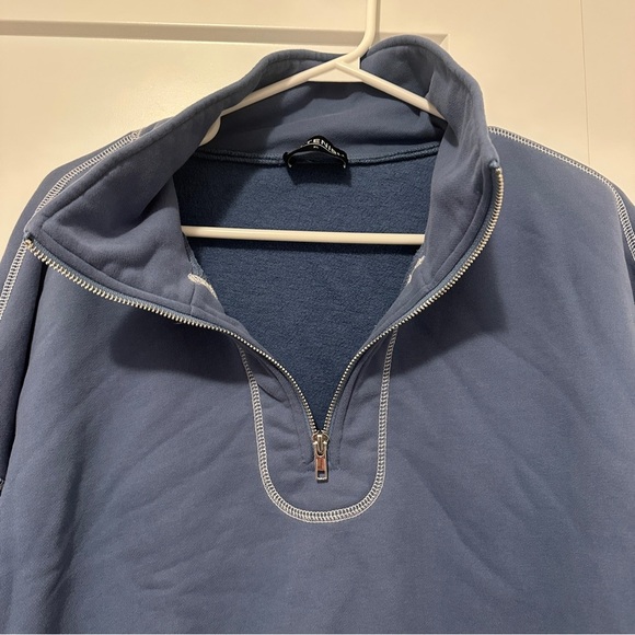 Kittenish Blue White 1/4 Zip Cropped Sweater Size XL Extra Large Women’s - Picture 5 of 11